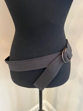 Men's Unbranded Charcoal Grey Webbed Double D Ring Buckle 100% Cotton Belt